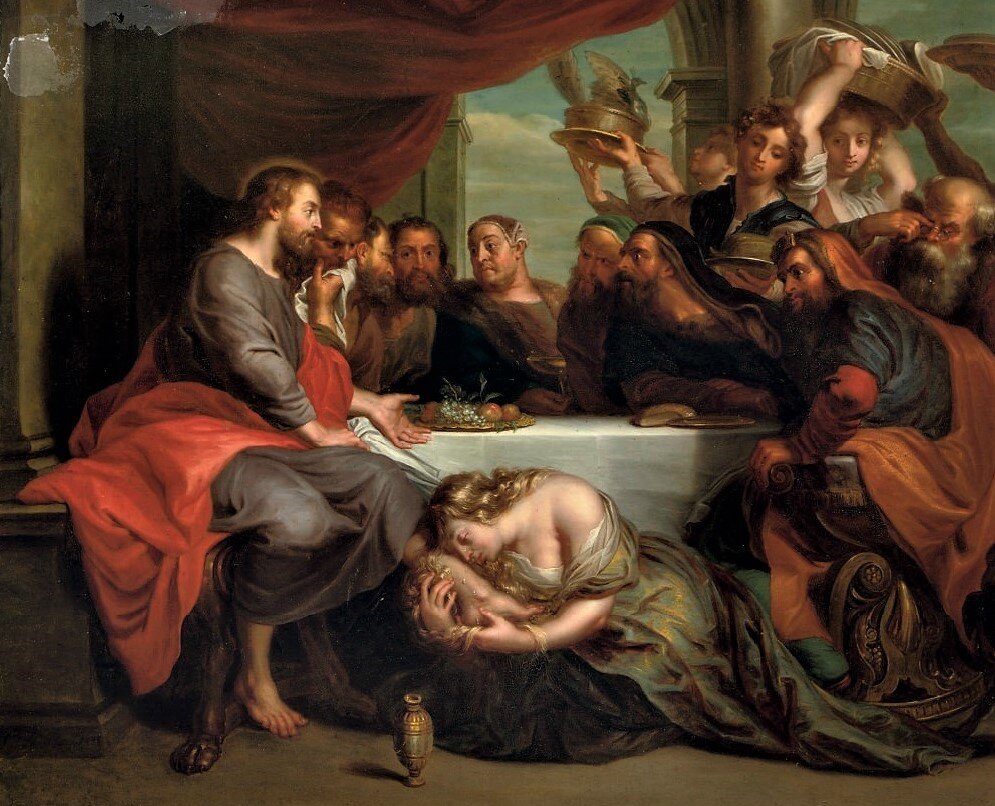 "Мария Магдалина, омывающая ноги Христа" Якоба Бешей, 1735 г. Результат влияния западной интерпретации роли Магдалины на искусство.