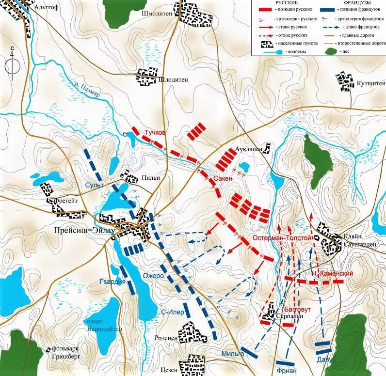 Битва при прейсиш эйлау. Битва при Эйлау 1807. Прейсиш-Эйлау сражение 1807. Сражение при Прейсиш-Эйлау карта. Битва при Прейсиш-Эйлау схема.