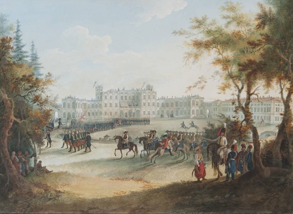 Г.С. Сергеев. Парад на плацу перед Гатчинским дворцом.