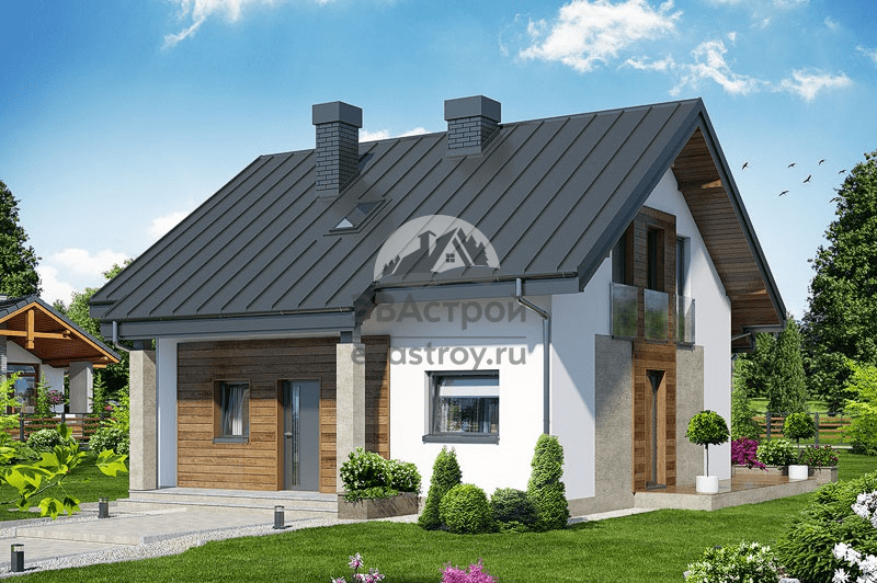 Проект дома 113 м2 из керамоблоков с мансардой, террасой и балконом - NA-1