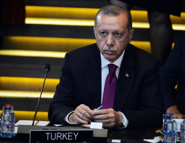 Президент Турции Реджеп Тайип Эрдоган на саммите глав государств и глав правительств стран-участниц Североатлантического альянса (НАТО) в новой штаб-квартире НАТО в Брюсселе