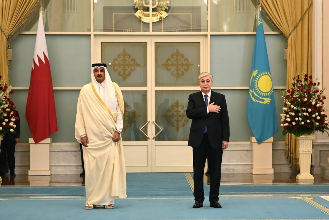    Касым-Жомарт Токаев и эмир Катара шейх Тамим бен Хамад Аль Тани:t.me/bort_01