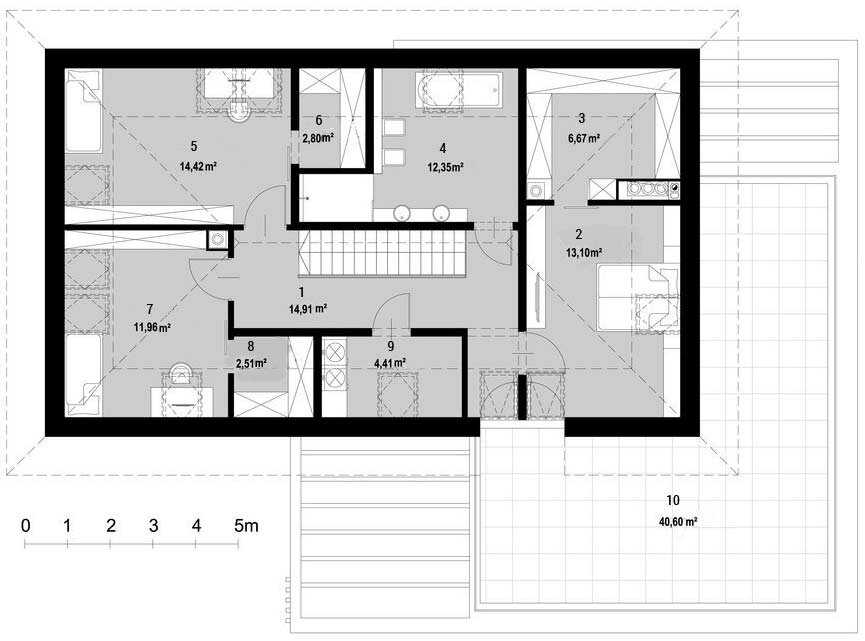 Дом с мансардой и открытой террасой «Хорн» | ОлимпСтройСервис | Дзен