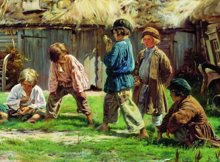 Владимир Маковский «Игра в бабки», фрагмент