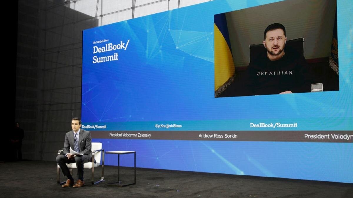    Владимир Зеленский на конференции DealBook:Thos Robinson/Getty Images for The New York Times