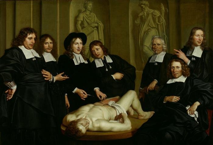 Урок анатомии Фредерика Рюйша». Художник: Адриан Баккер, 1670. Общественное достояние
