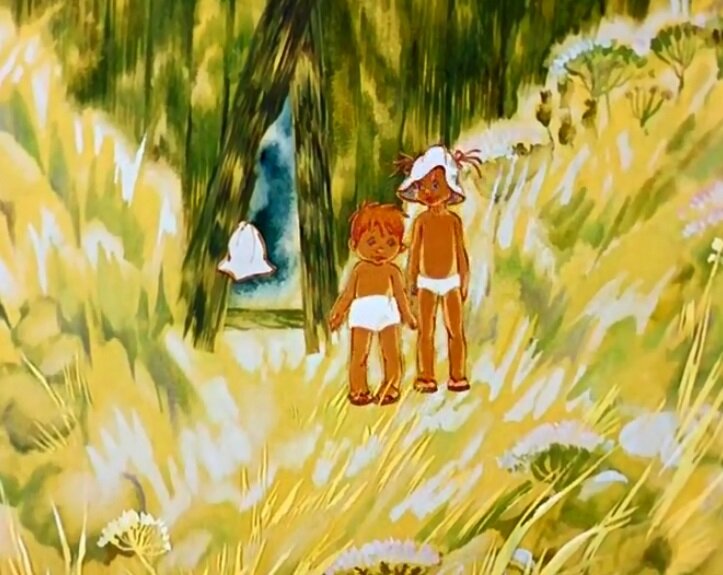 кадр из мультфильма "Прогулка", Союзмультфильм, 1986. Режиссер и автор сценария И.Ковалевская, художник-постановщик	Г.Шакицкая