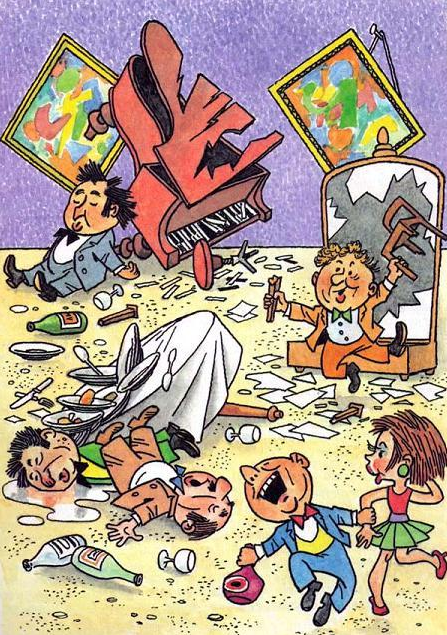 Иллюстрация из книги "Незнайка на Луне". Рис. Генриха Валька. 