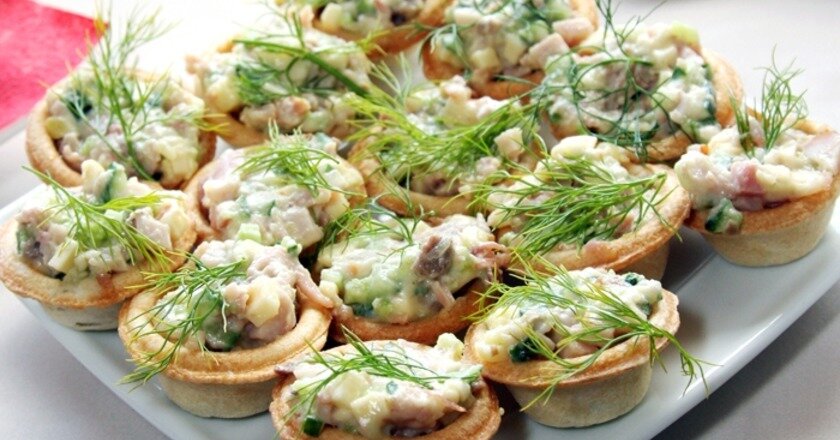 Салат из тунца в тарталетках рецепт с фото