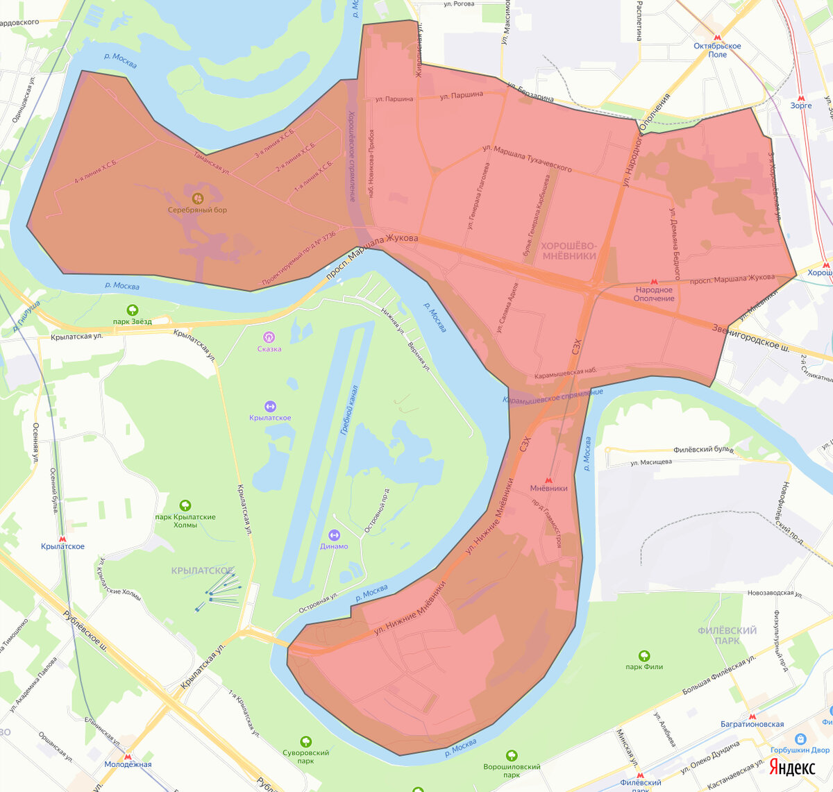 В состав района входит одна из самых премиальных локаций Москвы – остров Серебряный Бор