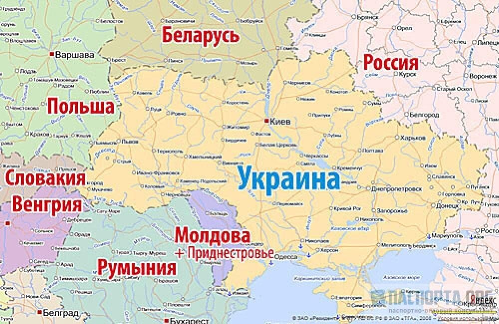 Карта украины крыма и украины и россии с границами