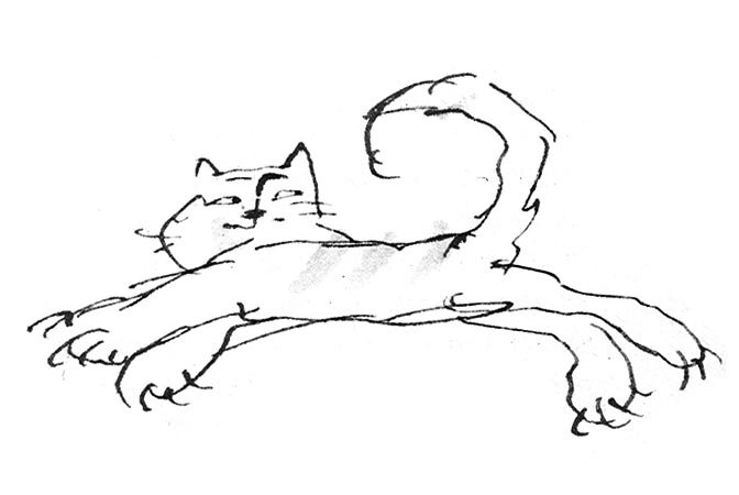 Довольный жизнью и собой кот Васька. Иллюстрация Г. Калиновского (источник фото: http://kalinovski.narod.ru/uchenik1/13a.html)