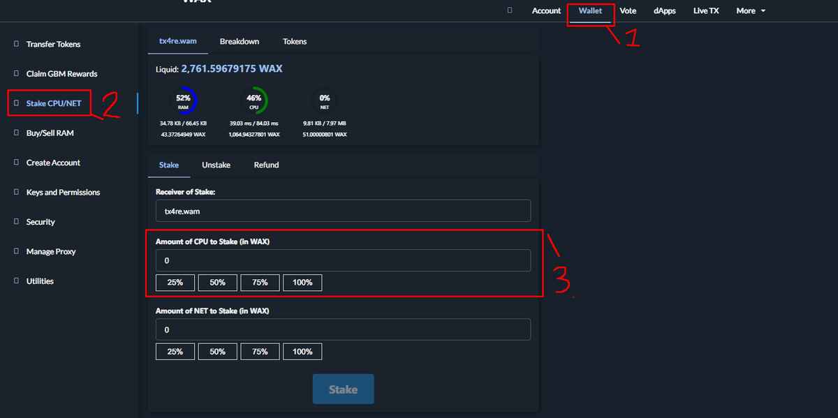 Стейкинг WAX