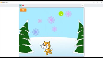09 Создаем простую игру Scratch - Ловим снежинки.