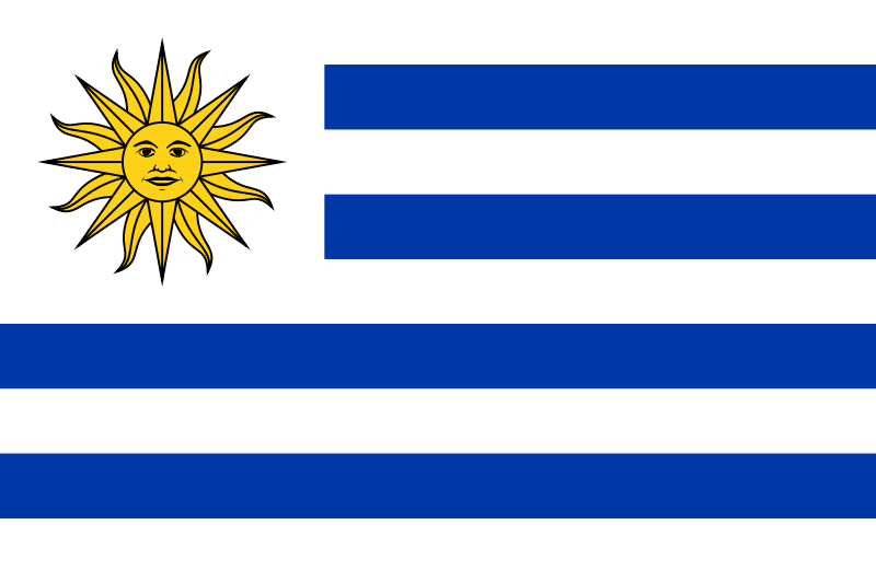 Уругвай. Источник: https://commons.wikimedia.org/wiki/File:Bandera_Uruguay_2018.png