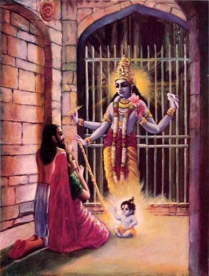 Рождение Господа Кришны. Изображение vasudeva.ru