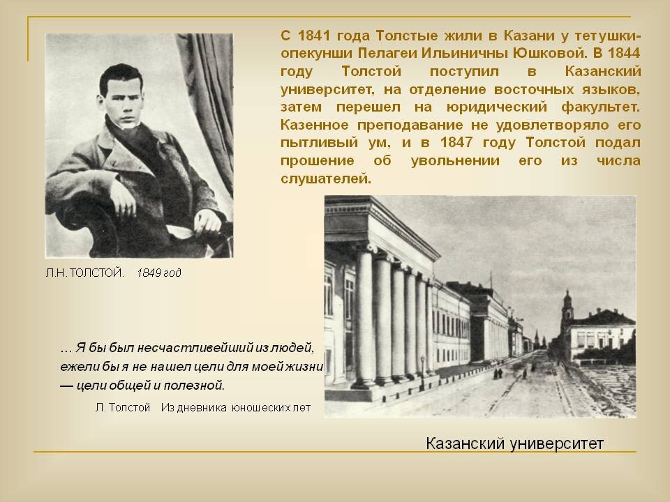 Фото льва толстого в университете