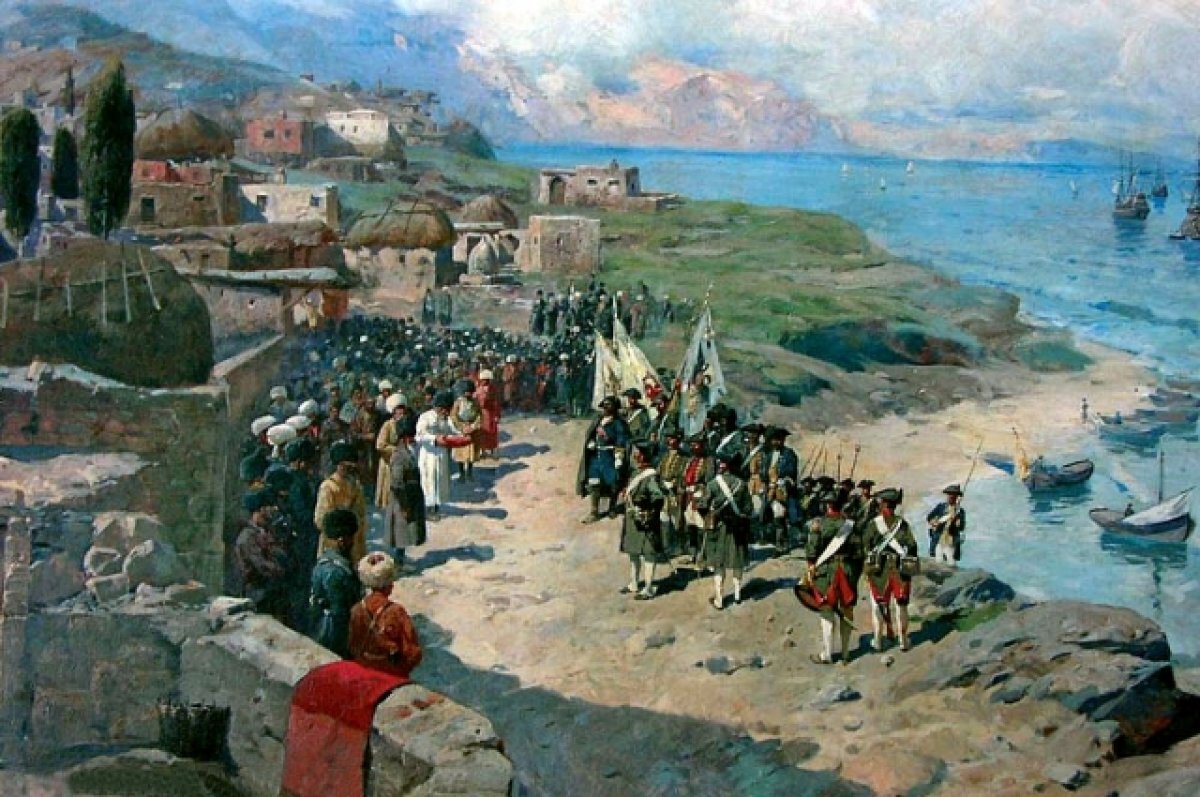    «Вступление императора Петра I в Тарки». Художник Франц Рубо.