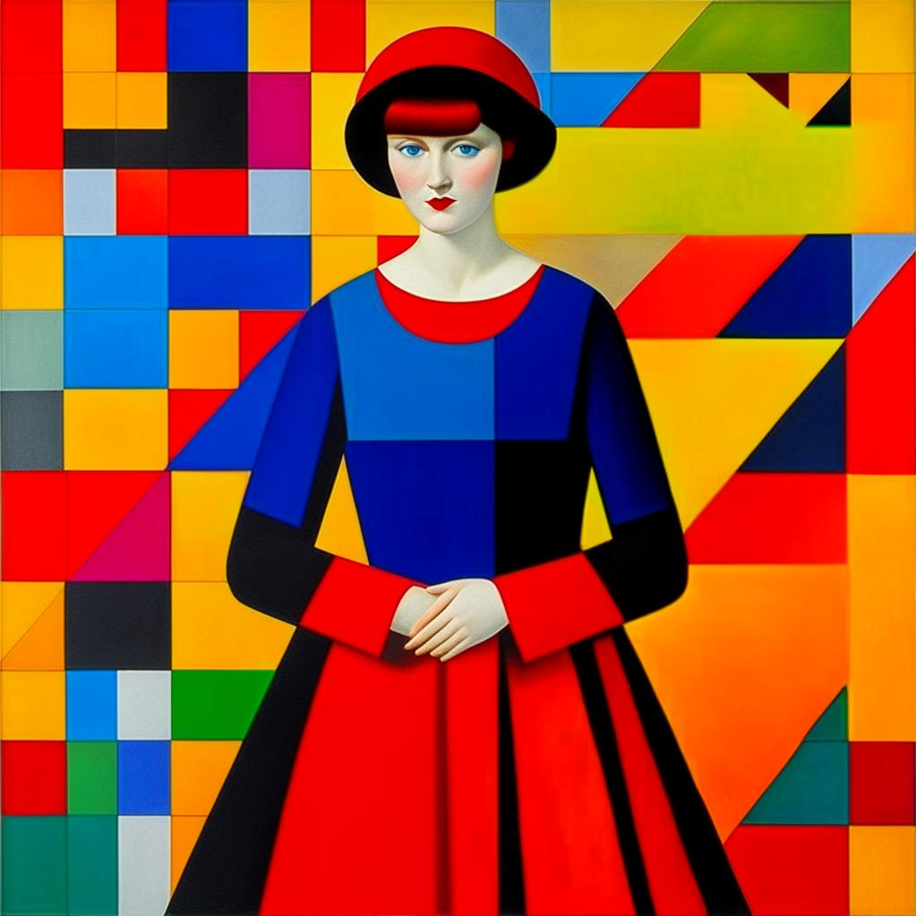 Анна Каренина, изображение нейросети Kandinsky 2.2, стиль «Малевич»