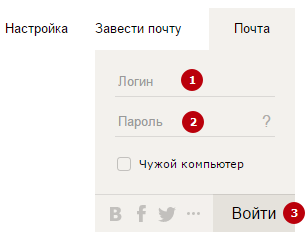 Форма ввода логина и пароля