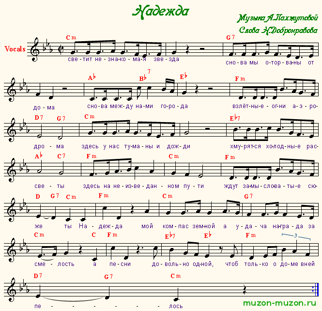 Текст песен надеюсь