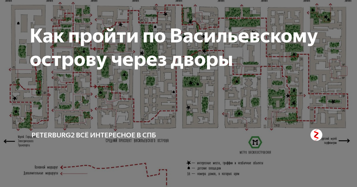 Карта проходных дворов васильевского острова