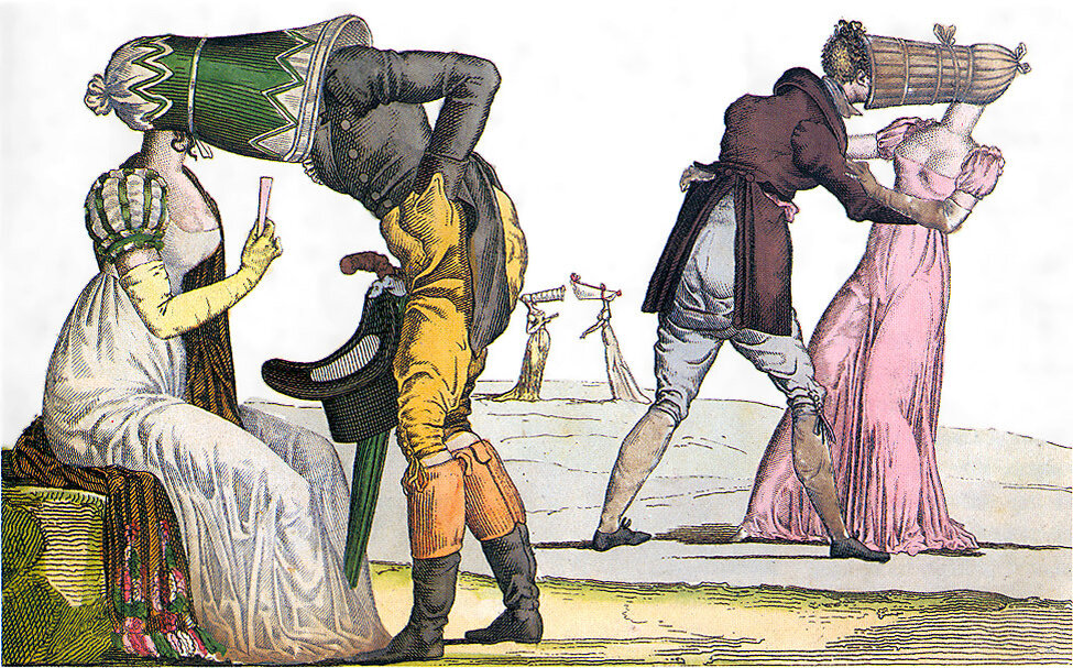 Les Invisibles en Tête-à-Tête, французская карикатура, 1810