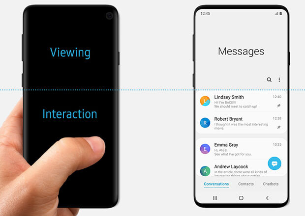 снимок экрана Galaxy S10, который появился на сайте Samsung на прошлой неделе
