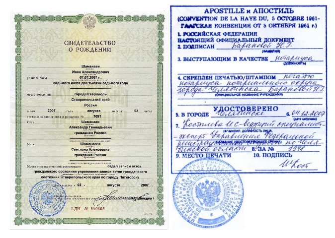 Свидетельство о рождении гражданина турции