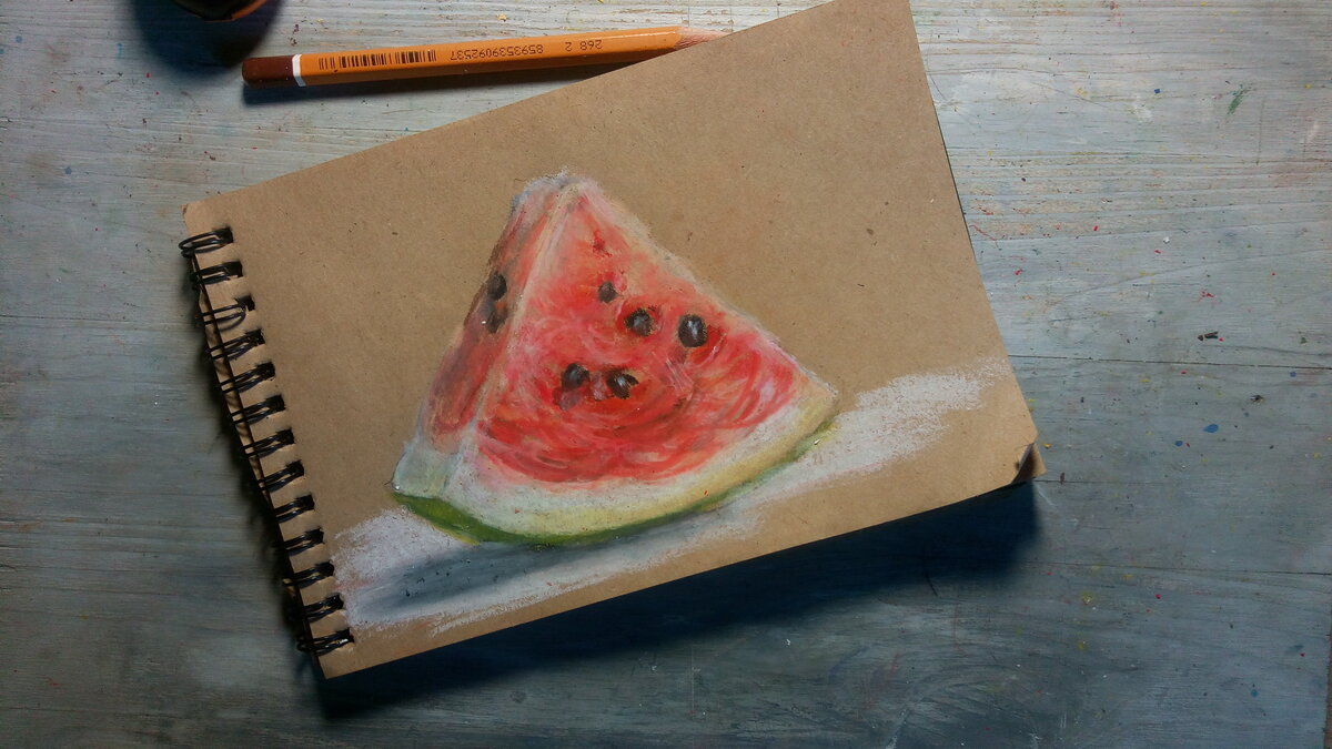 Как рисовать просто? Рисуем арбуз. | Мастерская домашнего художника | Дзен