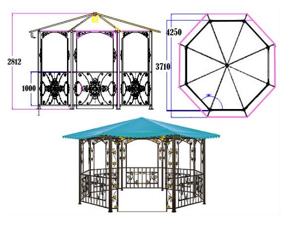 Чертежи восьмигранной и квадратной беседок