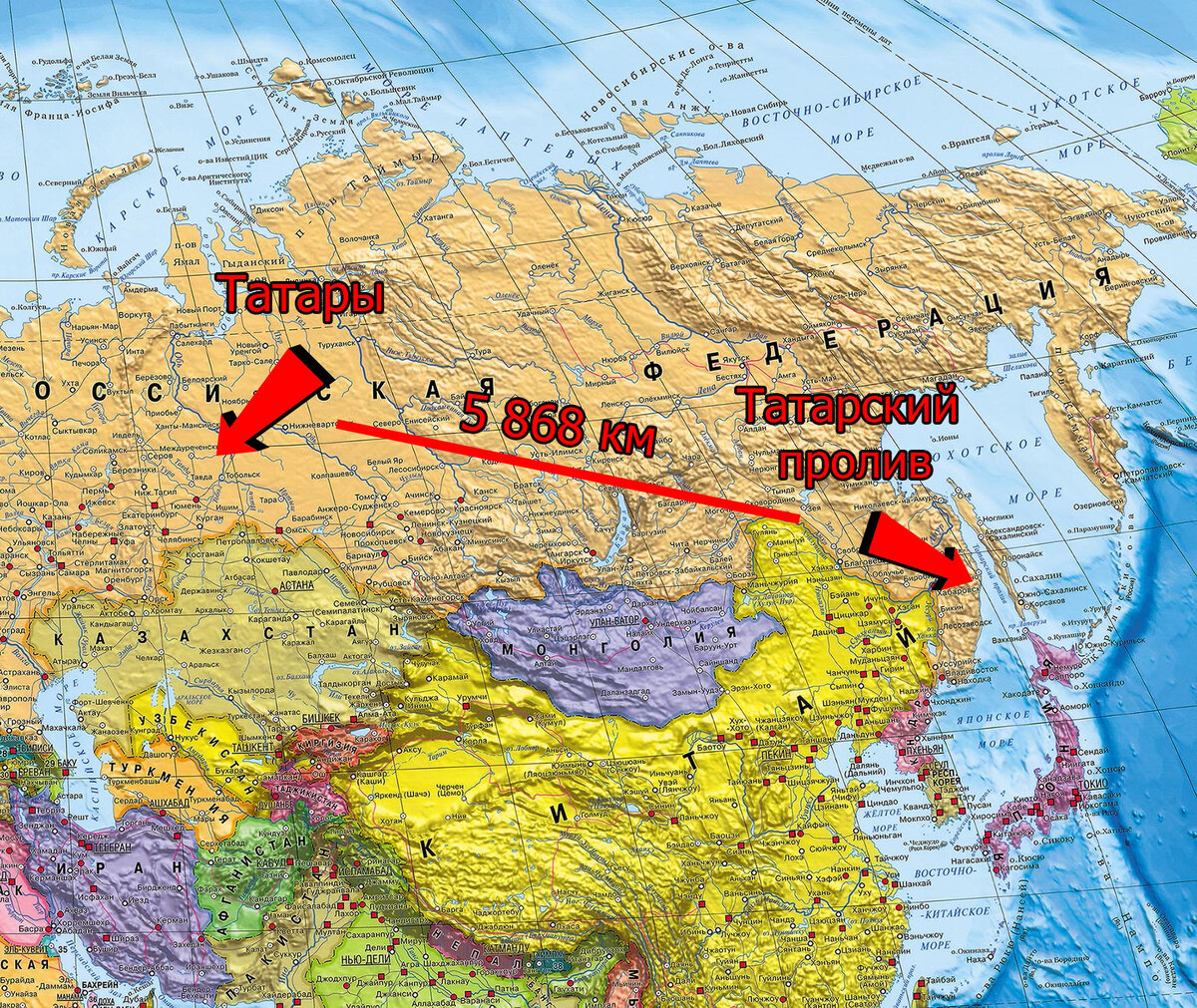 Татарский пролив на карте