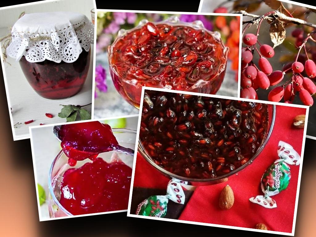 Варенье и прочие вкусности из барбариса. Коллаж. Фото из открытых источников