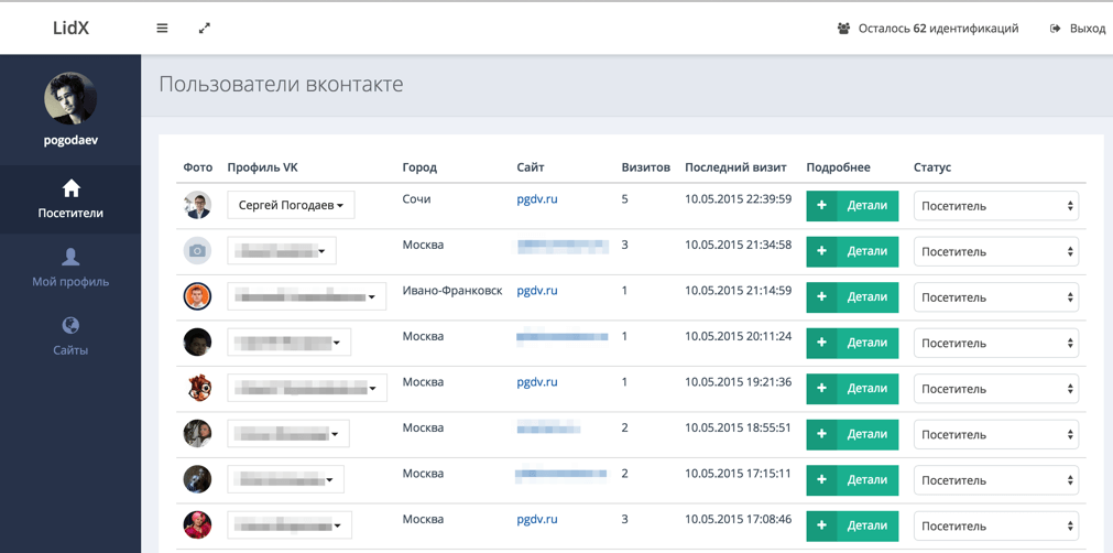 Список пользователей. Идентифицировать профиль через ВКОНТАКТЕ. Идентификация посетителей сайта. Идентифицировать профиль через ВКОНТАКТЕ на GGDROP.