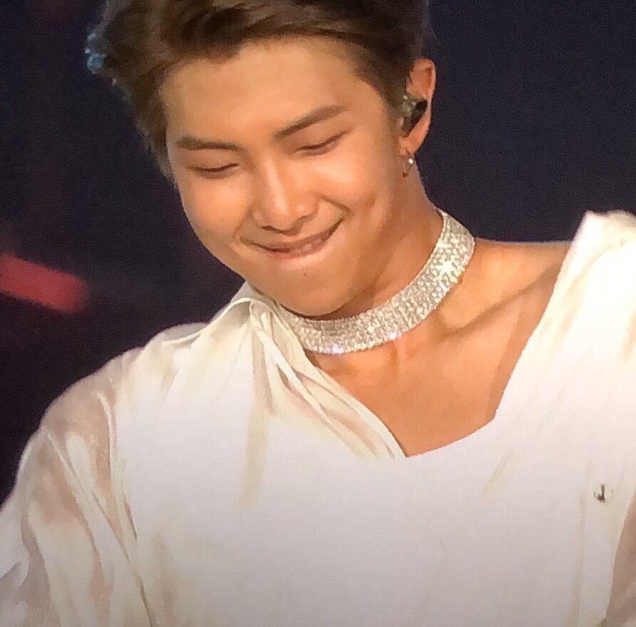BTS. RM in choker.