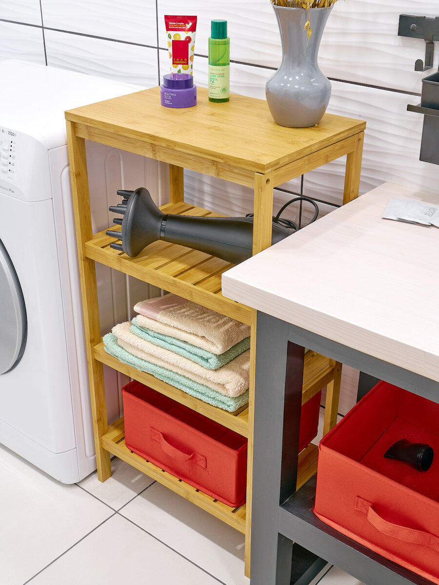 Бамбуковая этажерка 4-х ярусная "Бунгало" (45х30х85 см, бамбук) - 5051 руб.