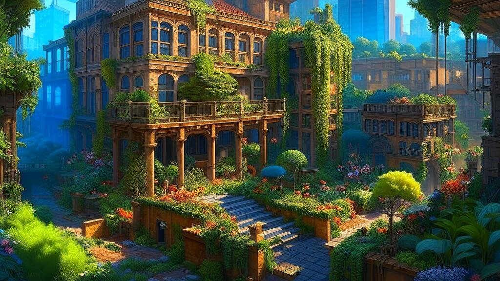 Город сад. Источник изображения: https://rudalle.ru/check_kandinsky22/c7ef2e0c-031f-479c-8451-57a89f2532ca