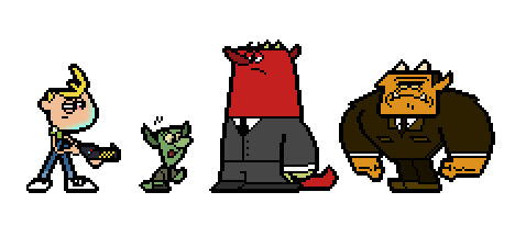 
То самое исключение, Jimmy Two Shoes. Здесь пиксельная графика стремится повторить стиль оригинального мультфильма, на персонажах которого основана игра, и в котором все персонажи имеют чётковыраженную обводку.