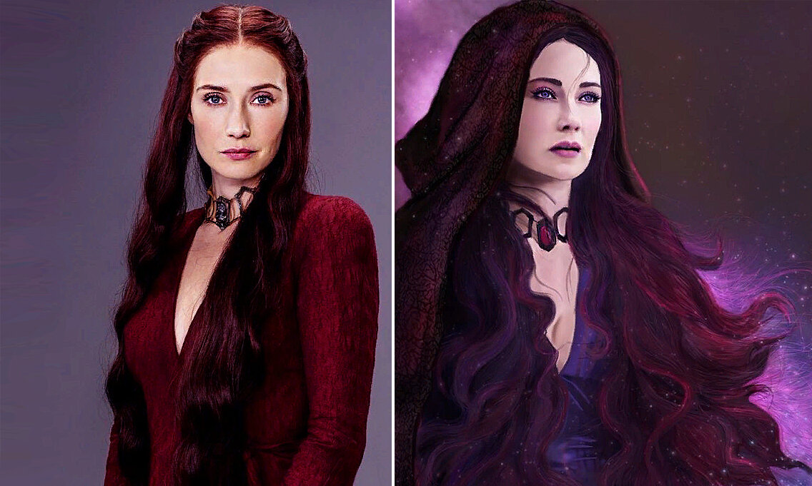 Мелисандра в сериале и арт. Источники i.pinimg.com и pbs.twimg.com 