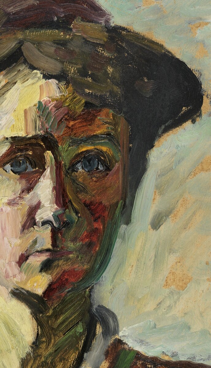 Габриэль Мюнтер "Автопортрет", 1908. Фрагмент