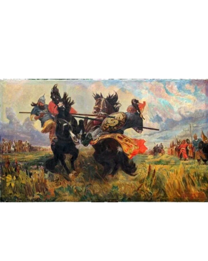 Поединок Пересвета и Челубея. Автор М.И. Вавилов.