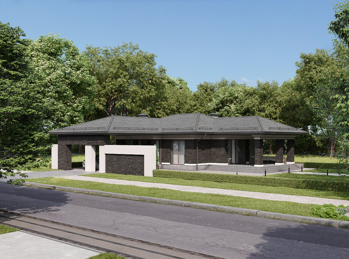 Фасад с навесом 