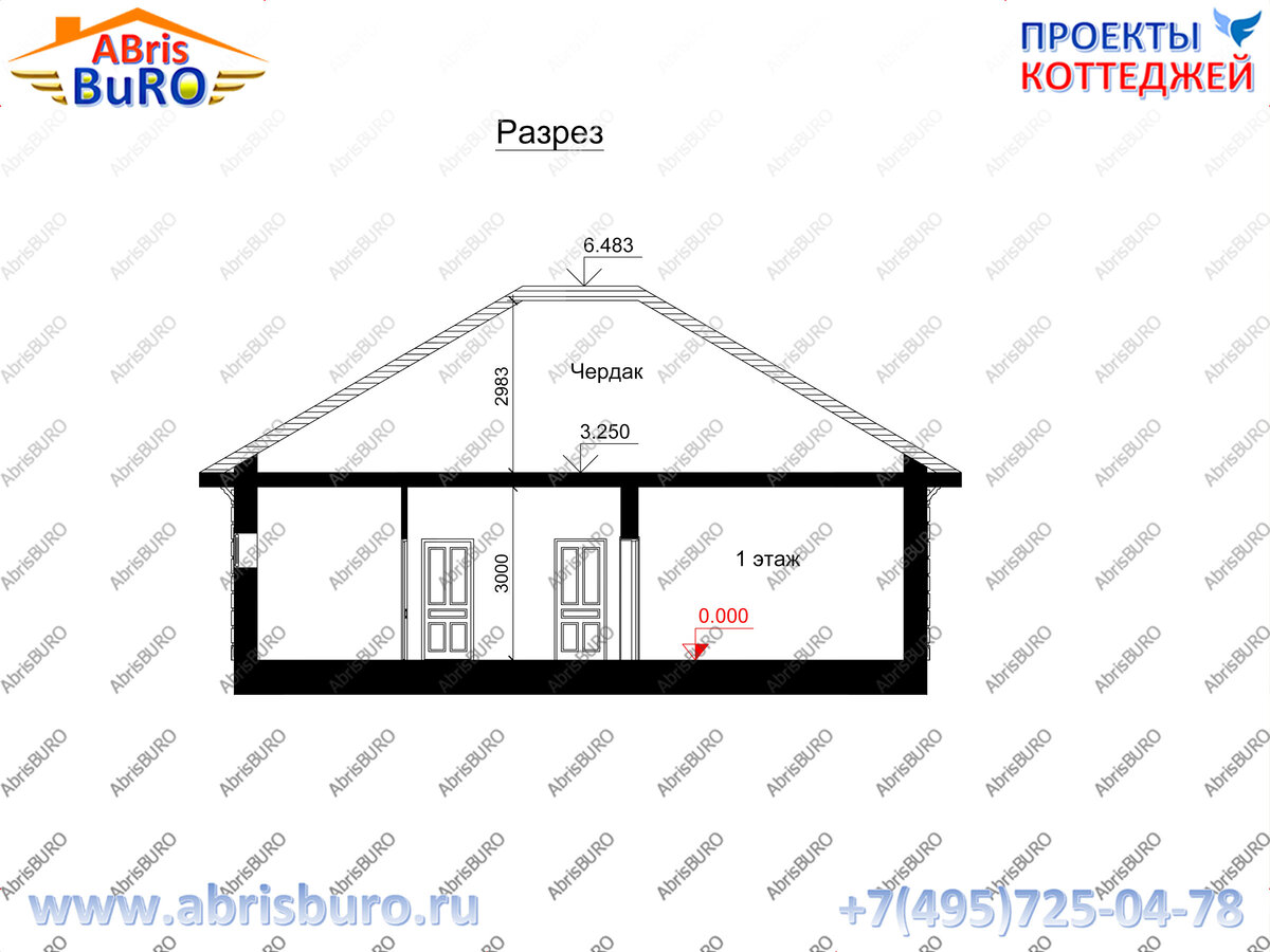 K0190-99 Проект коттеджа из газобетонных блоков с двумя спальнями, чердаком  и вальмовой крышей из металлочерепицы. | Проекты коттеджей ABRISBURO | Дзен