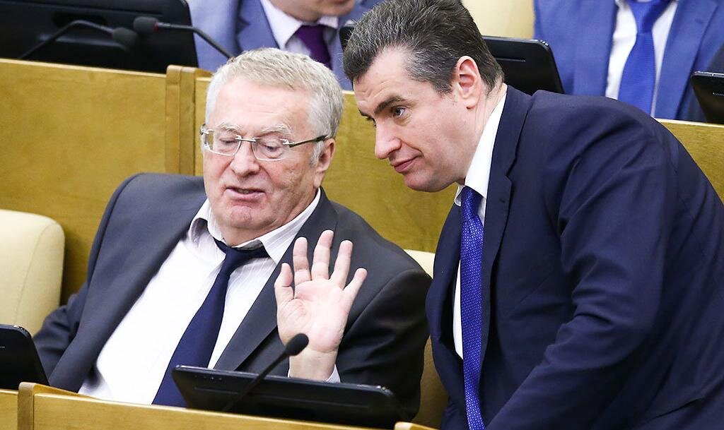 Владимир Жириновский и Леонид Слуцкий в Госдуме