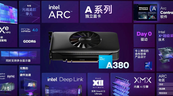 Ключевые спецификации видеокарты Intel Arc 380