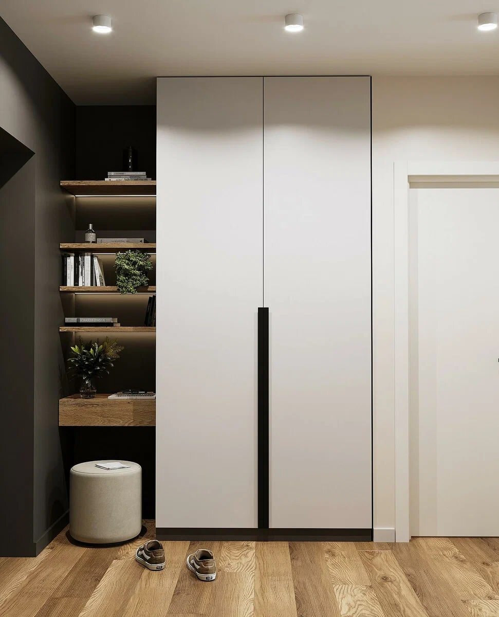 Зеленый, графитовый и светлое дерево. Элегантная однушка 48 кв.м., где уместилось всё необходимое