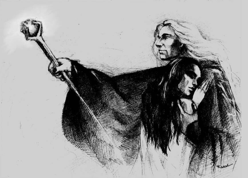 Рейстлин и Крисания – персонажи “Трилогии легенд”, отчасти вдохновившие на образы Эйнеке и Миристель. 