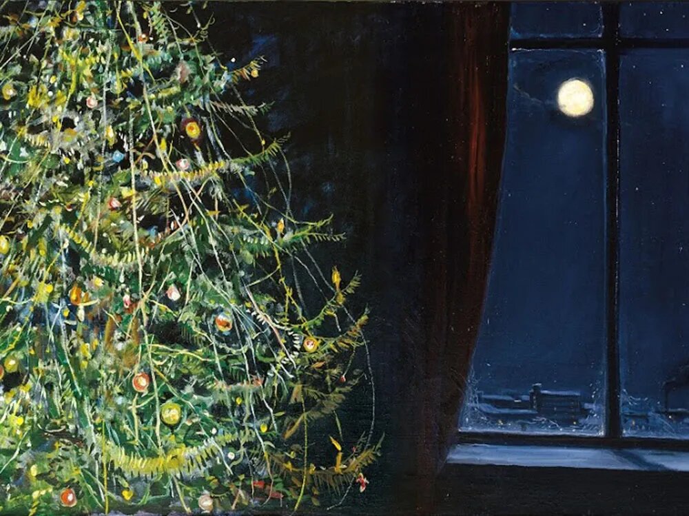 ИЛЬЯ ГЛАЗУНОВ. ЕЛКА. НОВОГОДНЯЯ НОЧЬ (ФРАГМЕНТ). 1989. ЧАСТНОЕ СОБРАНИЕ