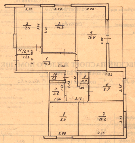 Вот такая была у нас 5-ти комнатная квартира.