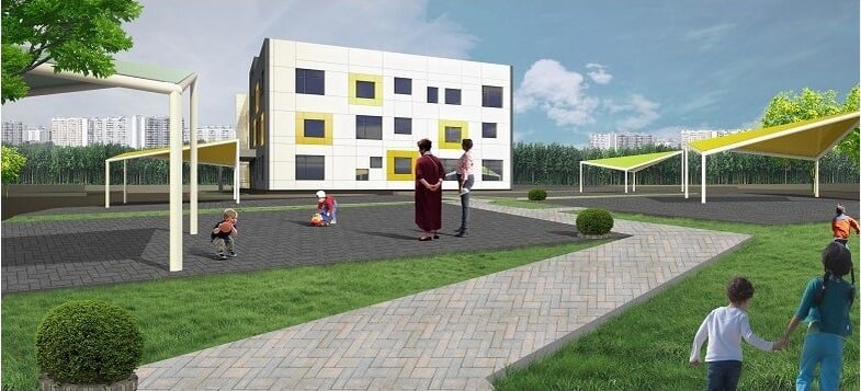 Визуализация построенного детского сада в Щербинке 